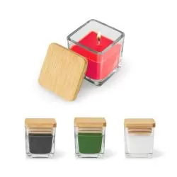 Vela Aromática 50 g. em Copo de Vidro com Tampa de Bambu Personalizada 